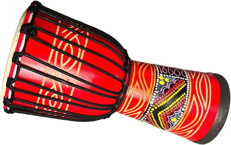 SIPSOCE Djembe Drum 8'' Hand Drum Musical Instrument African Drumk, Bongo (Red) - Image 2